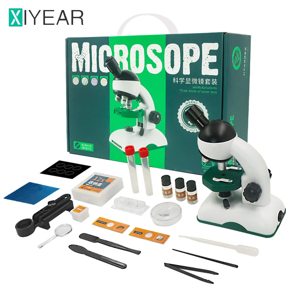 1200X Kid Science Experiment HD Optical Microscope Toy Kit Educational Scientific Experimental with Light Children STEM Toy Gift