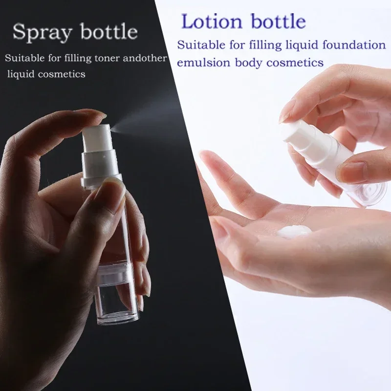 Botellas de plástico con bomba sin aire, botella de Spray al vacío para Perfume, Mini contenedores de muestras cosméticas para lociones, tóner de la piel, 30 piezas, 5ml-15ml