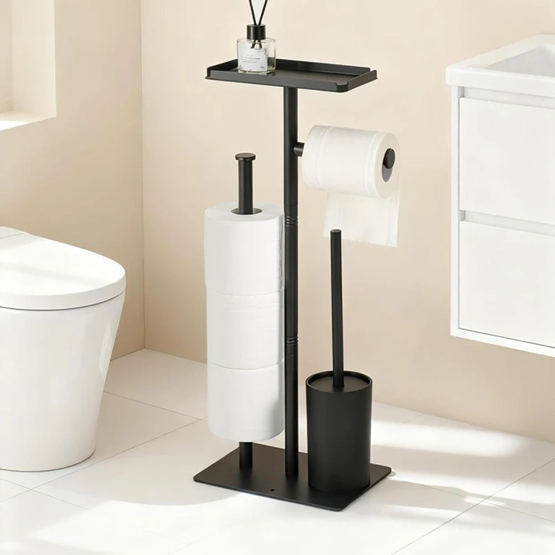 

Напольный держатель для туалетной бумаги из нержавеющей стали с полкой, щетка для унитаза для ванной комнаты и держатель для бумаги, держатель для салфеток в комплекте
