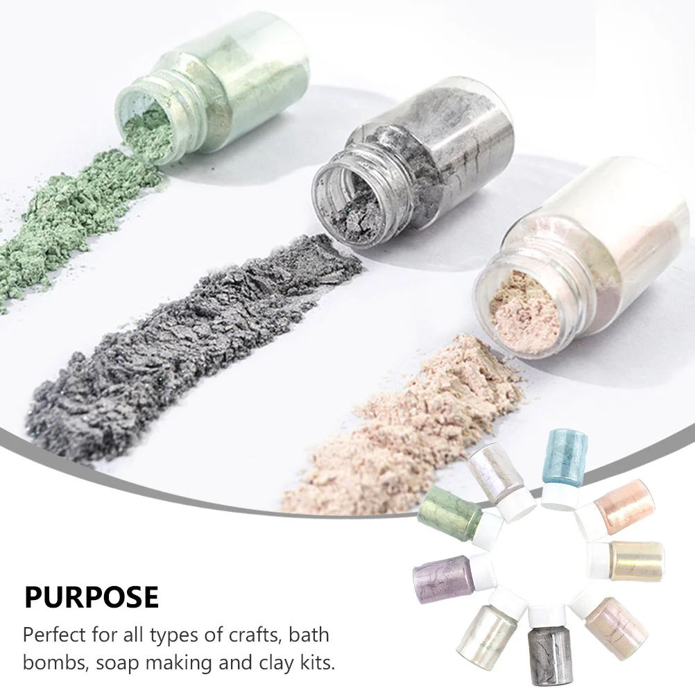 

9Pcs Mica Powder Pigment Set Assorted Colors for Soap Bath Bombs Nail Art Multifunctional DIY Resin Craft Supplies