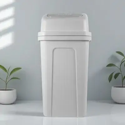 

Bathroom Trash Can Swing Lid Plastic Garbage Bin Compact Multi-Function Waste Bucket for Kitchen Trash Can with Lid