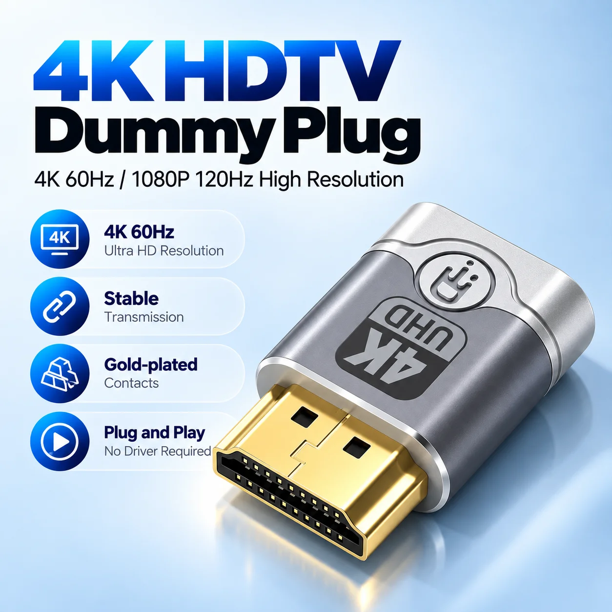Adaptateur d'affichage virtuel VGA DOONJIEY compatible HDMI 1.4, fiche factice DDC EDID, émulateur d'affichage fantôme sans écran, verrouillage de carte vidéo