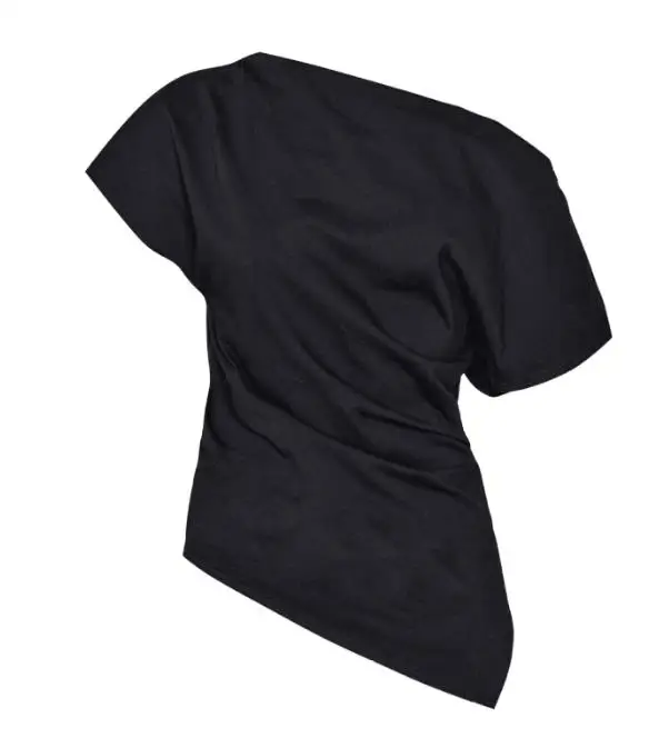 2026 ربيع/صيف جديد المرأة موضة عادية مائل الرقبة تي شيرت قبالة الكتف التخسيس قصيرة الأكمام ملابس نسائية