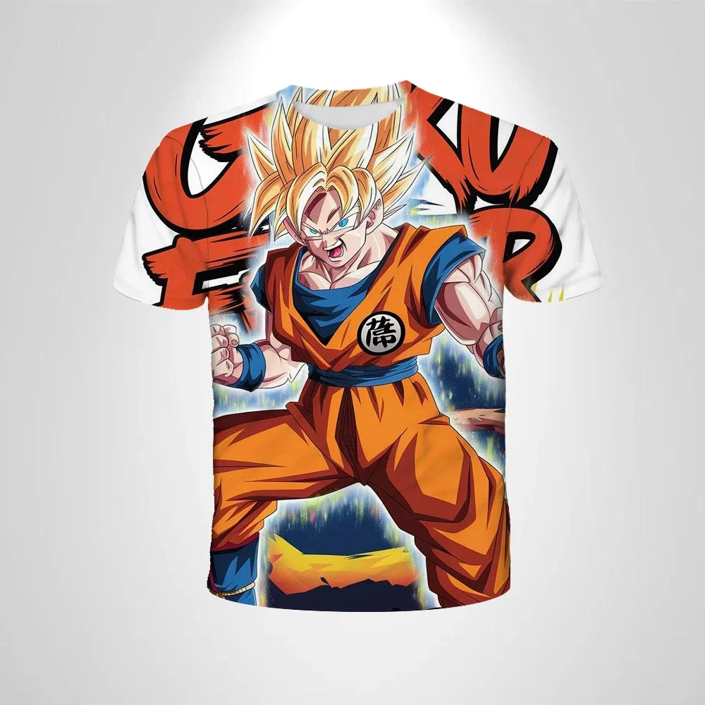 Camiseta para Hombre, Camiseta para Niño, Anime Japonés Dragon Ball Z Goku, Impresión 3D, Cosplay Masculino, Super Saiyan Naranja, Transpirable, Ropa para Niño
