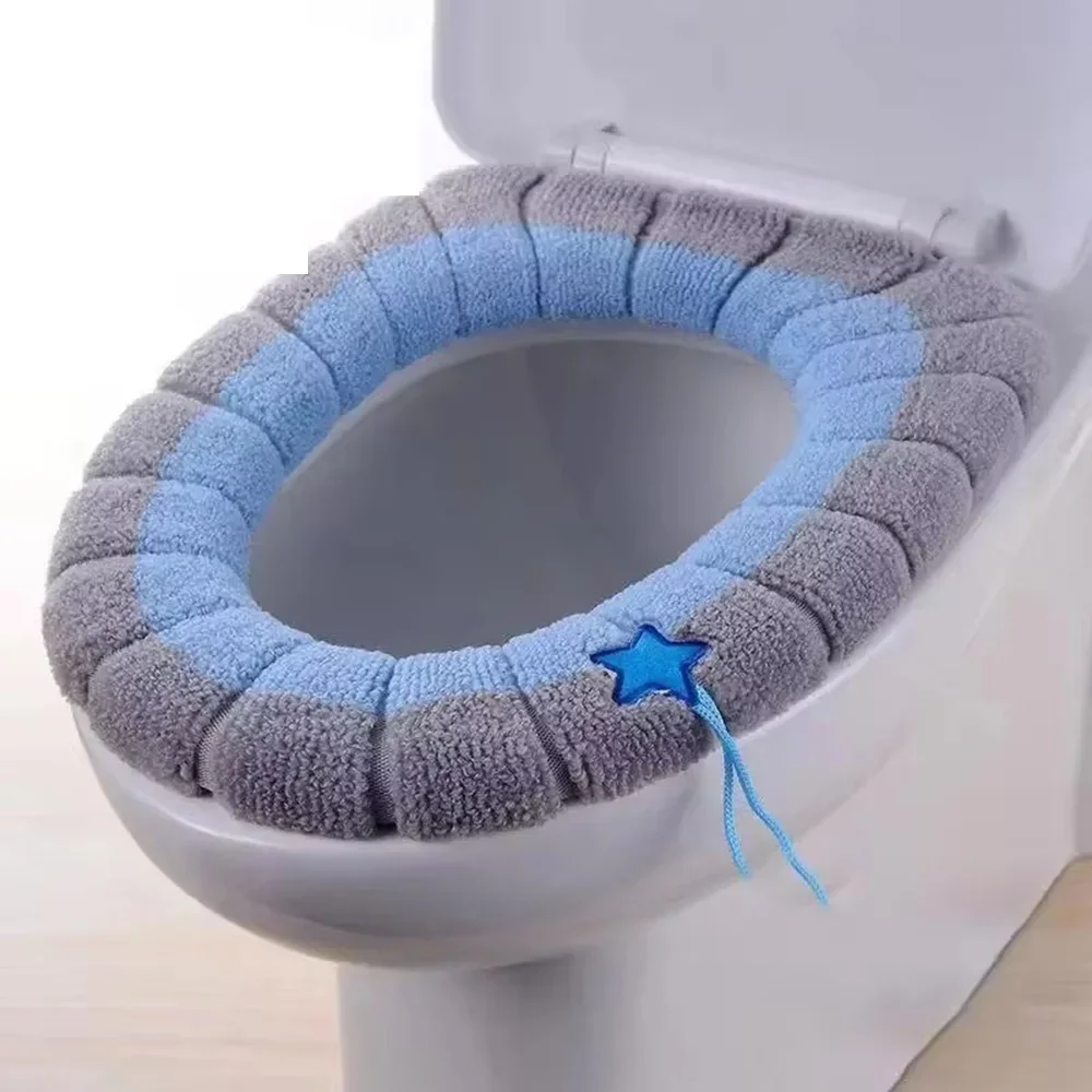 Season Universal Portable Soft Washable Winter Thickening Plush Toilet Seat Seat Cover Mat Bathroom Toilet Pad With Accessories