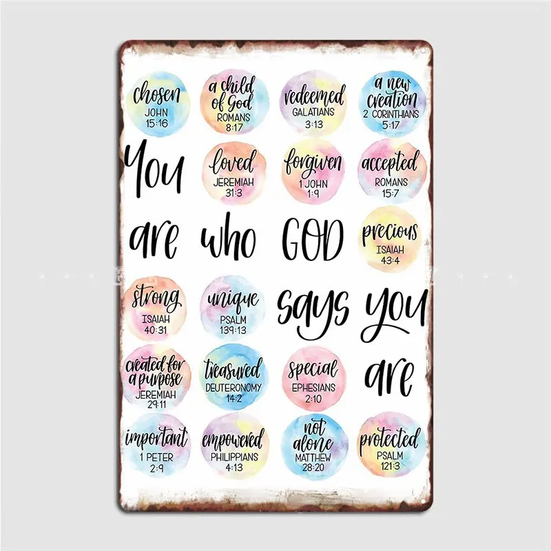 You Are Who God Says You Are Identity In Christ Artwork Rainbow Theme Metal Sign Club Club Bar Wall Decor Tin Sign Poster