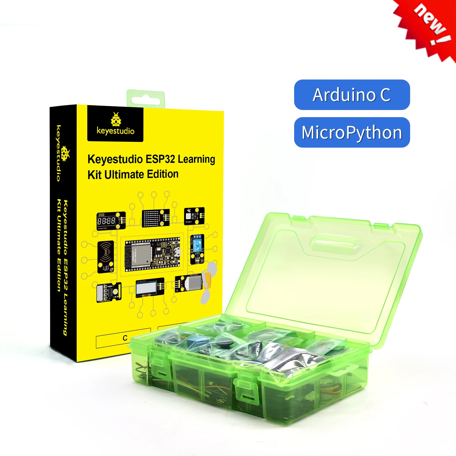 Kidsbits Keyestudio Ultimate ESP32 Starter Kit 40 Project Tutorials For Arduino ESP32 Compatible Windows&Raspberry Pi Sensor Kit