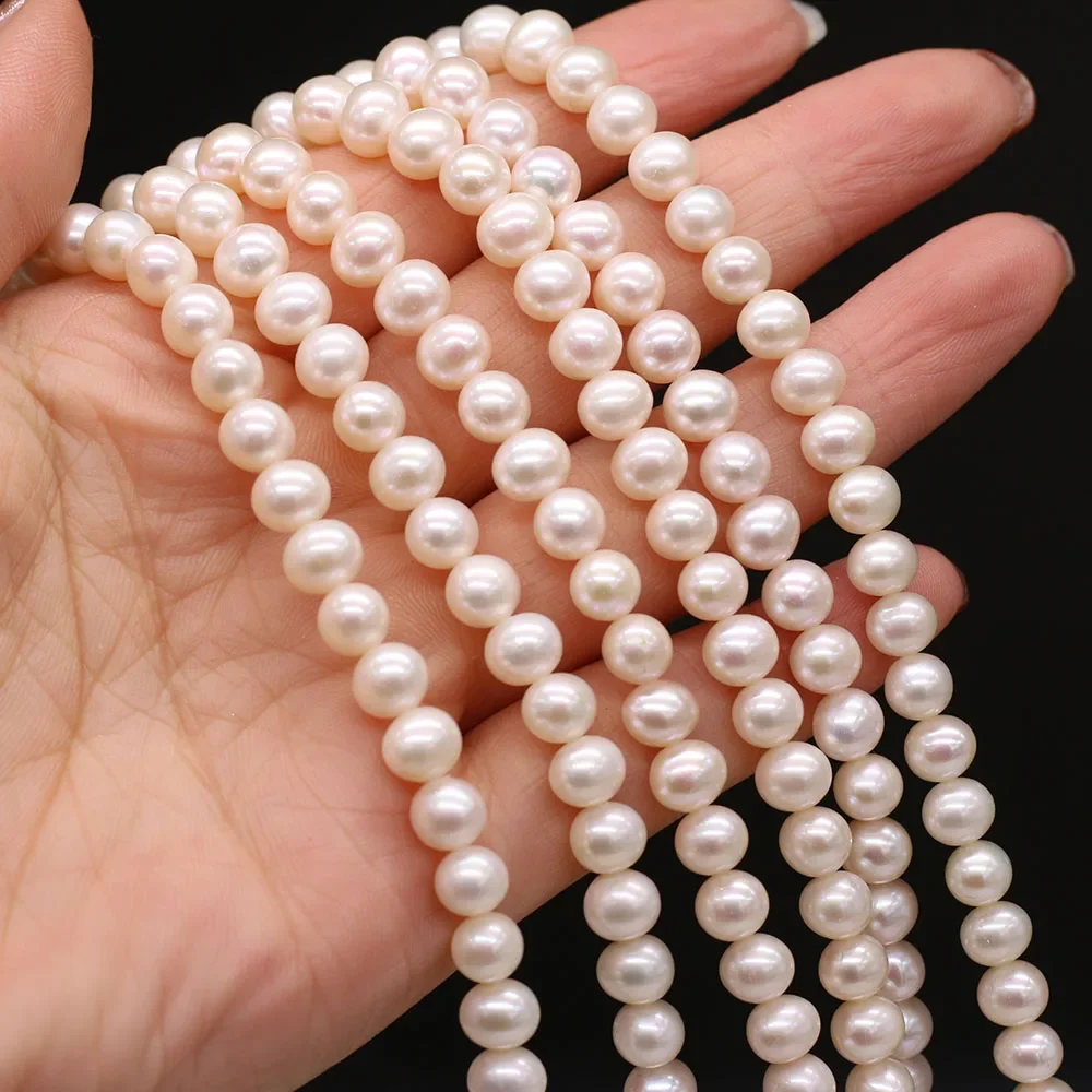 

AAA 7-8mm Natural Freshwater Pearl Beads Loose Round Big Loose Spacer Beaded for Jewelry Making DIY Nacklace Bracelet Supply