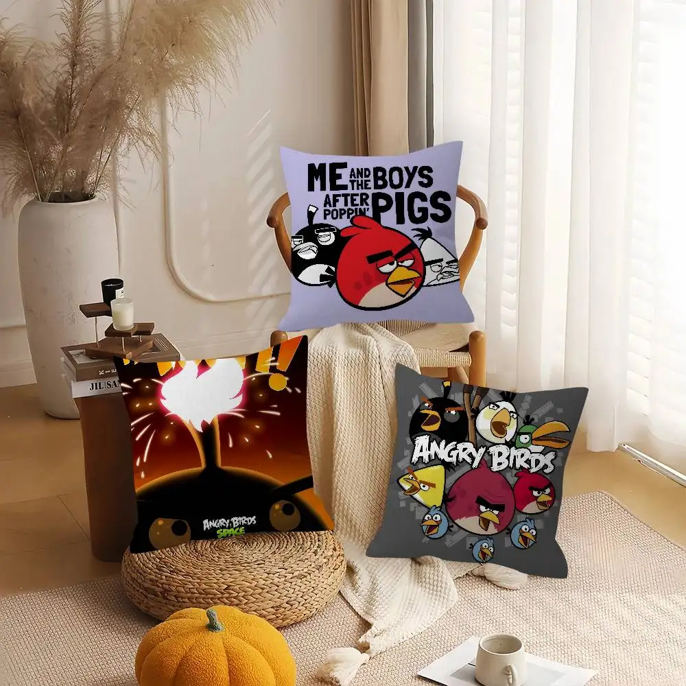 Animation A-A-Angry Birds Cartoon   Pillow Cushion Cover Pillowcase Living Room Sofa Home Decor Customized