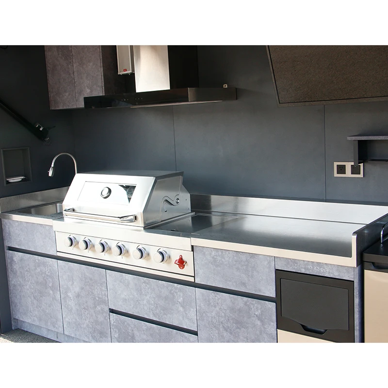 2026 New Modular Stainless Steel Powder Coated Outdoor BBQ Station with Customizable Design Gas Grill & Remote Control