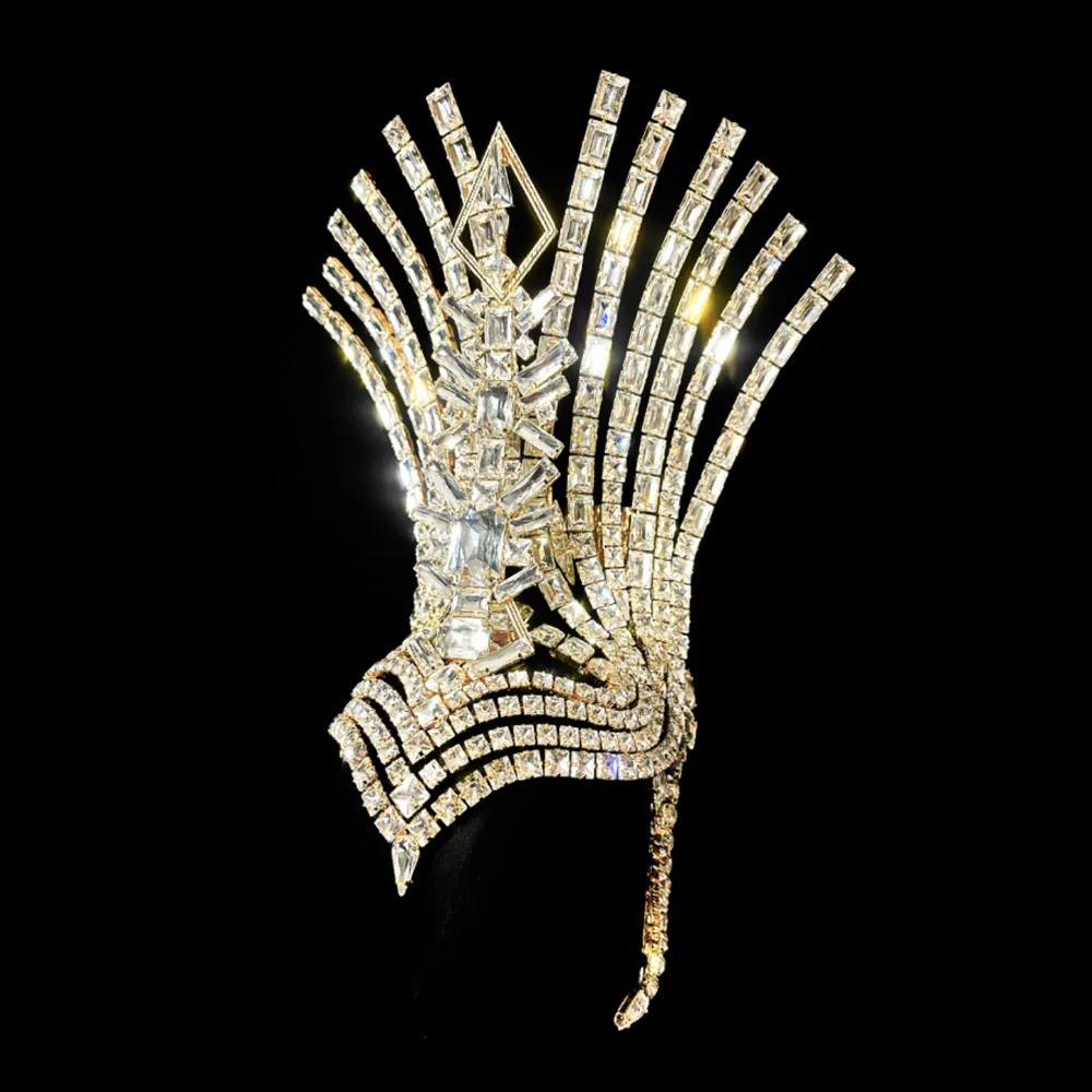 

CUIER геометрический прямоугольный хрустальный головной убор с драгоценными камнями Drag Queen, модный показ, аксессуар для девочек на сцене