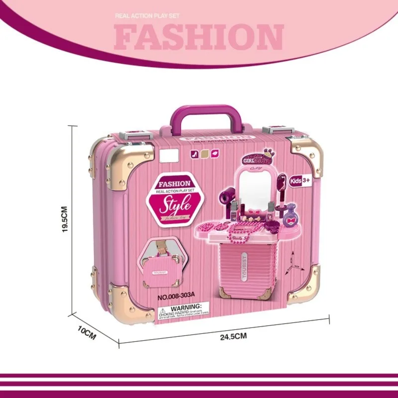 wowfu-キッズ向けごっこ遊びメイクアップバニティケース-女の子用セット-ロールプレイドレッシングテーブル