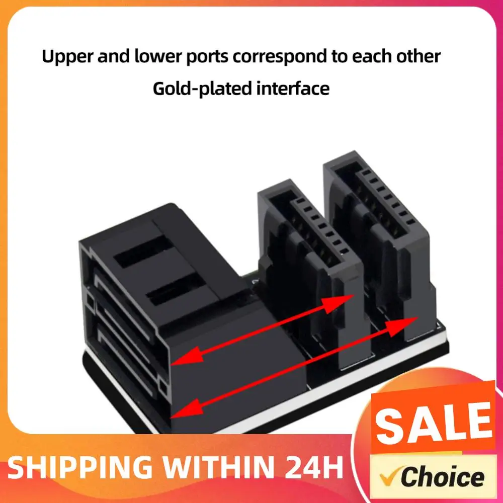SATA 7Pin Angled Adapter Plug and Play 2 SATA 7Pin Male To Female Converter for Motherboard Desktop for Computer SSD HDD