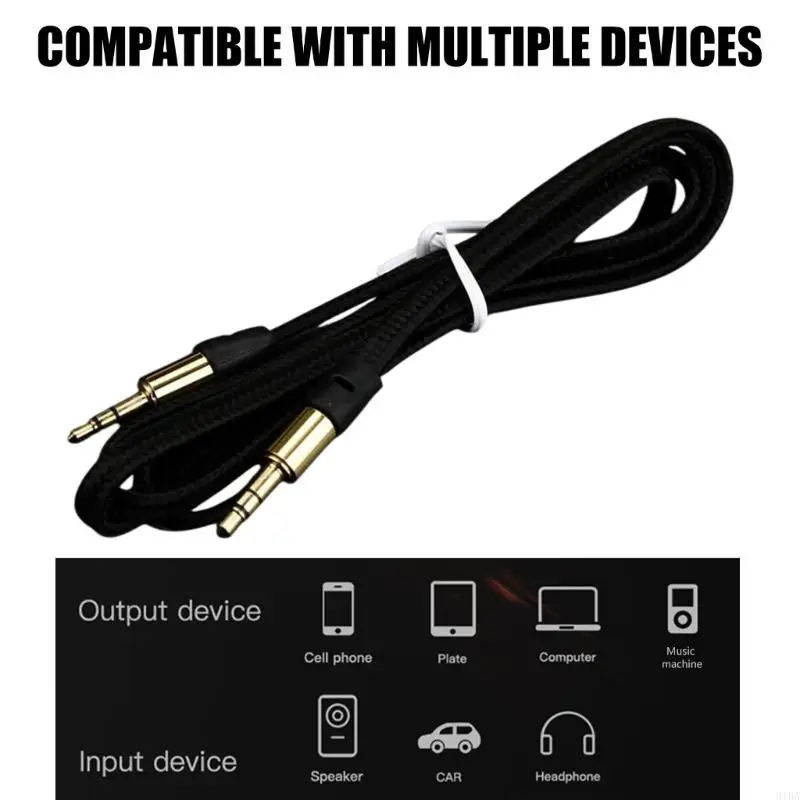 

652F 3.5mm Male to 3.5mm Male Connectors Adapter Cord 3.5 Plug Cable for Stereo Car System and Mobile Devices 100cm