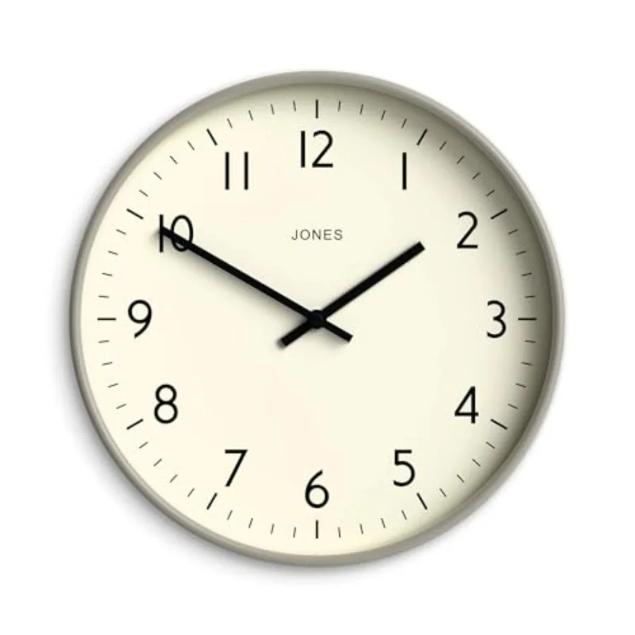 

® Настенные часы Studio Clock, современные, круглые, 12 дюймов, серые, с легко читаемыми цифрами, универсальный дизайн для кухни, гостиной или офиса