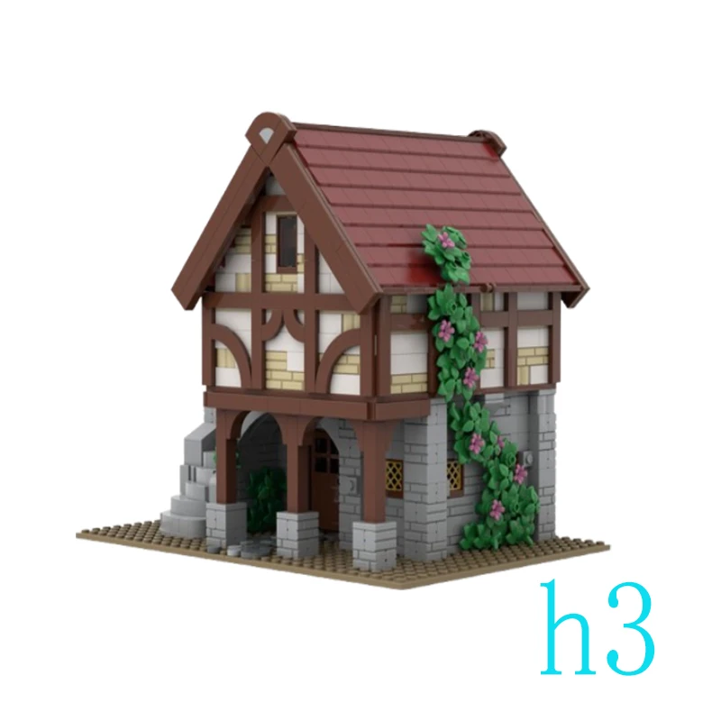 

Spot MOC-155425 1325pcs creative medieval house small particle assembly building blocks educational toy model ornaments gift set