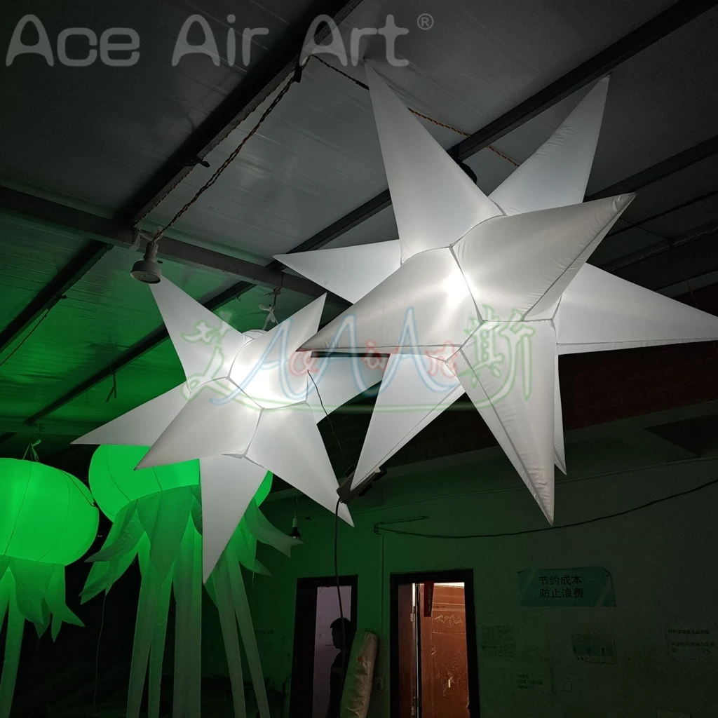 2 pezzi decorazione discoteca che cambia colore gonfiabile LED Star Festival appeso illuminazione gonfiabile stella palloncino per palcoscenico