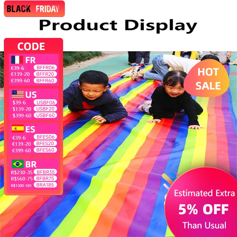 Parent child interactive games Sensory training Rainbow Slippery Cloth Outdoor competition games Fun games Sports activities