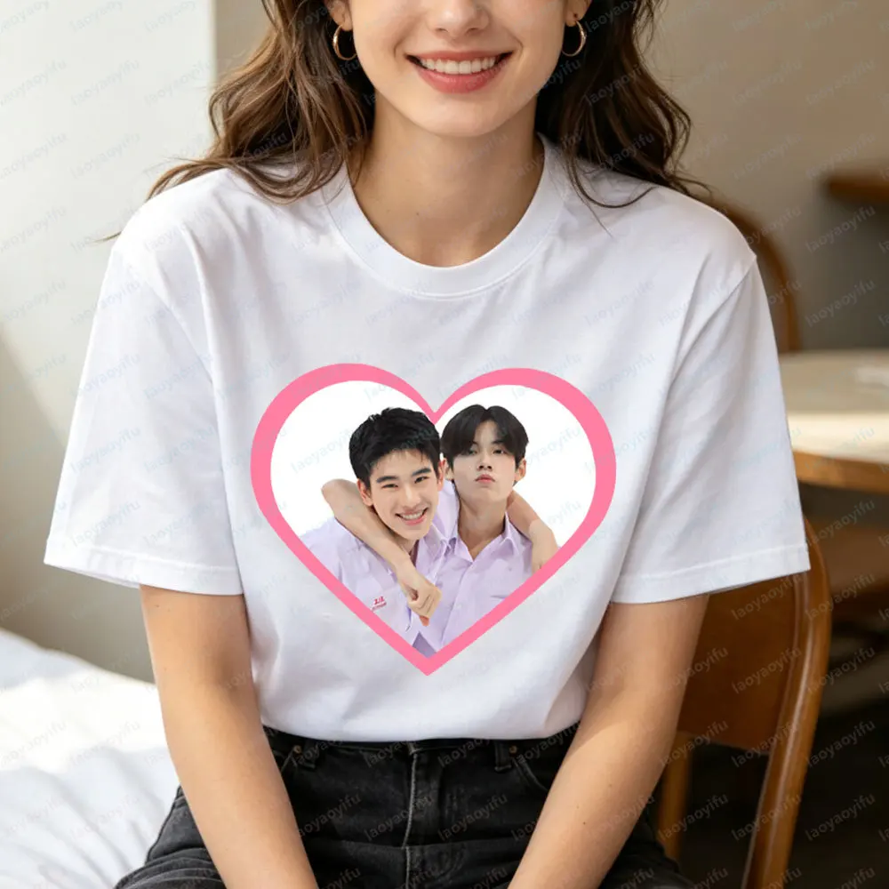 Thai BL Class Crush Crisis Graphic Tee Fashion Cotton Women T‑shirt Casual Streetwear Sweet Heart Frame Couple Portrait Tees