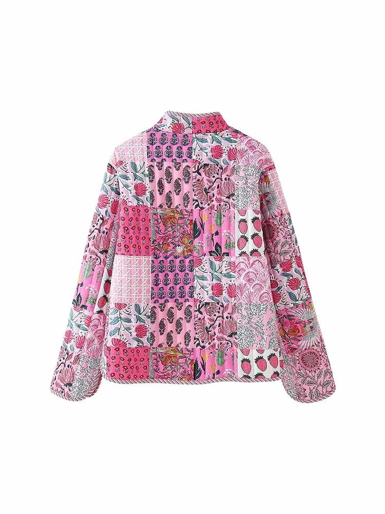 TRAF2024 women\'s new European and American style French fashion simple versatile casual printed cotton jacket