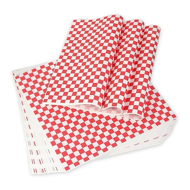 

400 Sheets Of Oil-Absorbing Paper Food Liner Oil-Proof Paper Sandwich Paper Pad Paper Hamburger Wrapping Paper Durable Red&White