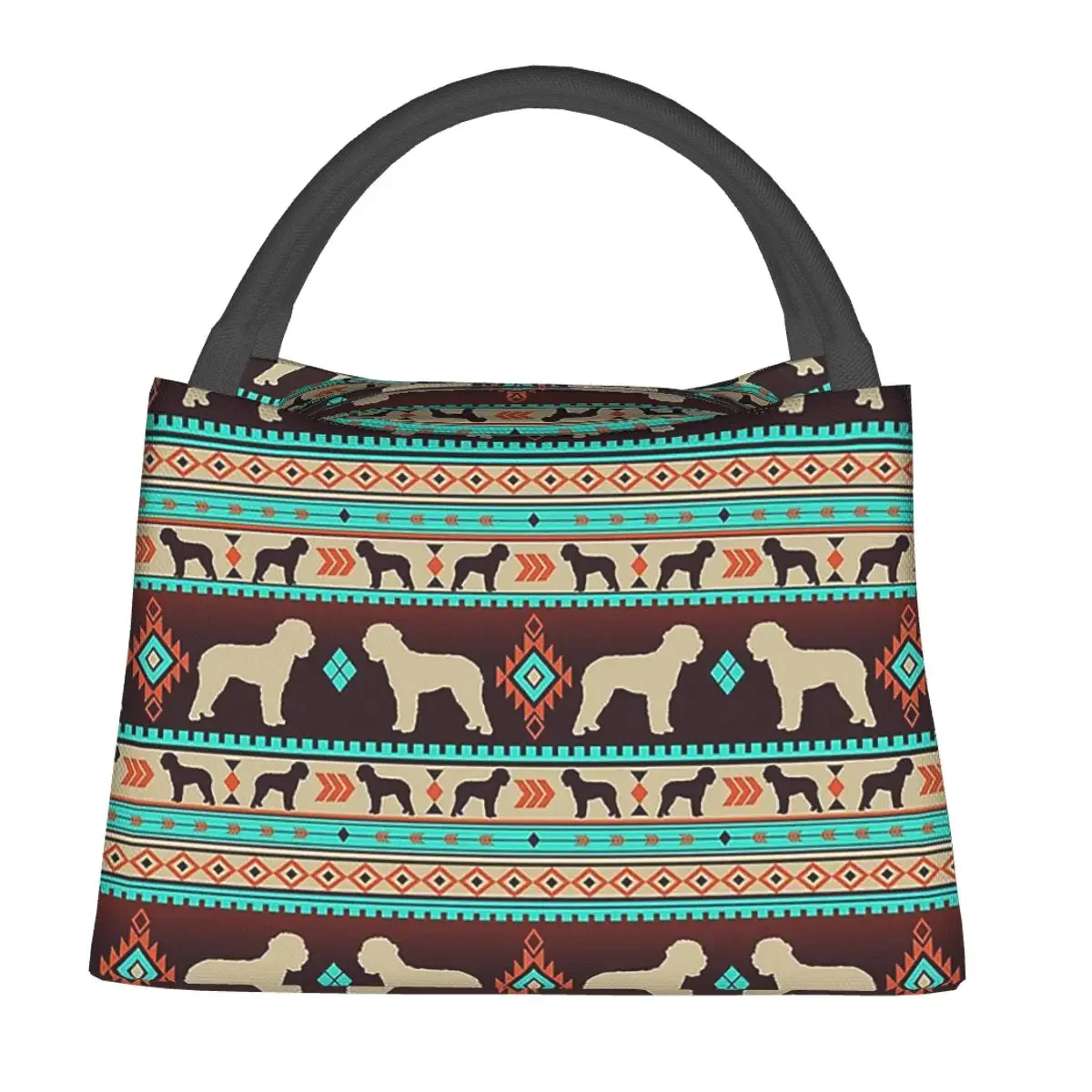 Boho Hunde Lagotto Romagnolo Sonnen untergang Lunch pakete isoliert Bento Box Lunch Tote Picknick taschen Kühler Thermo tasche für Frau Kinder arbeiten