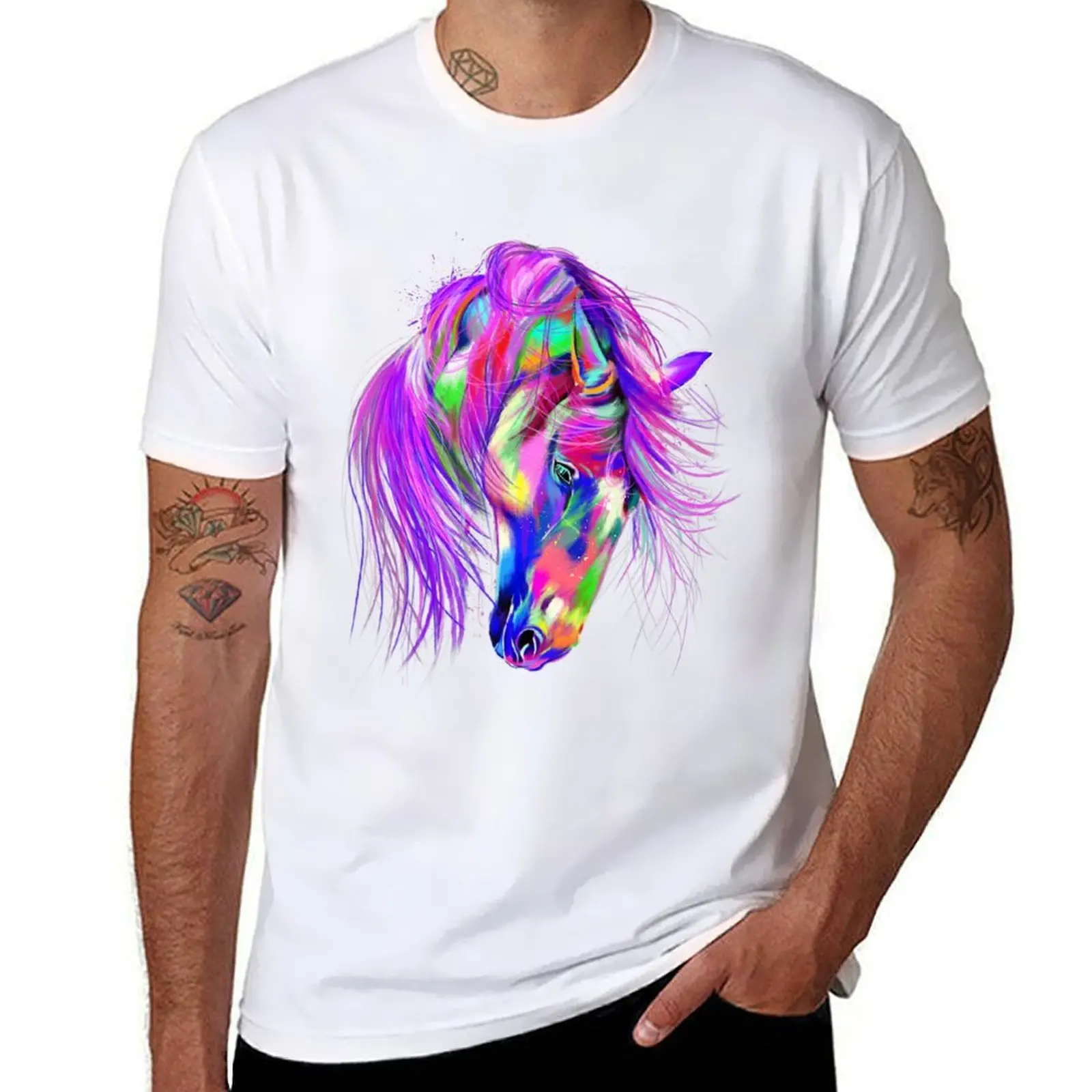 

Beautiful Horse Head Watercolor Animal Funny Horses Lover T-Shirt man t shirts cotton man t shirt graphic T-Shirt