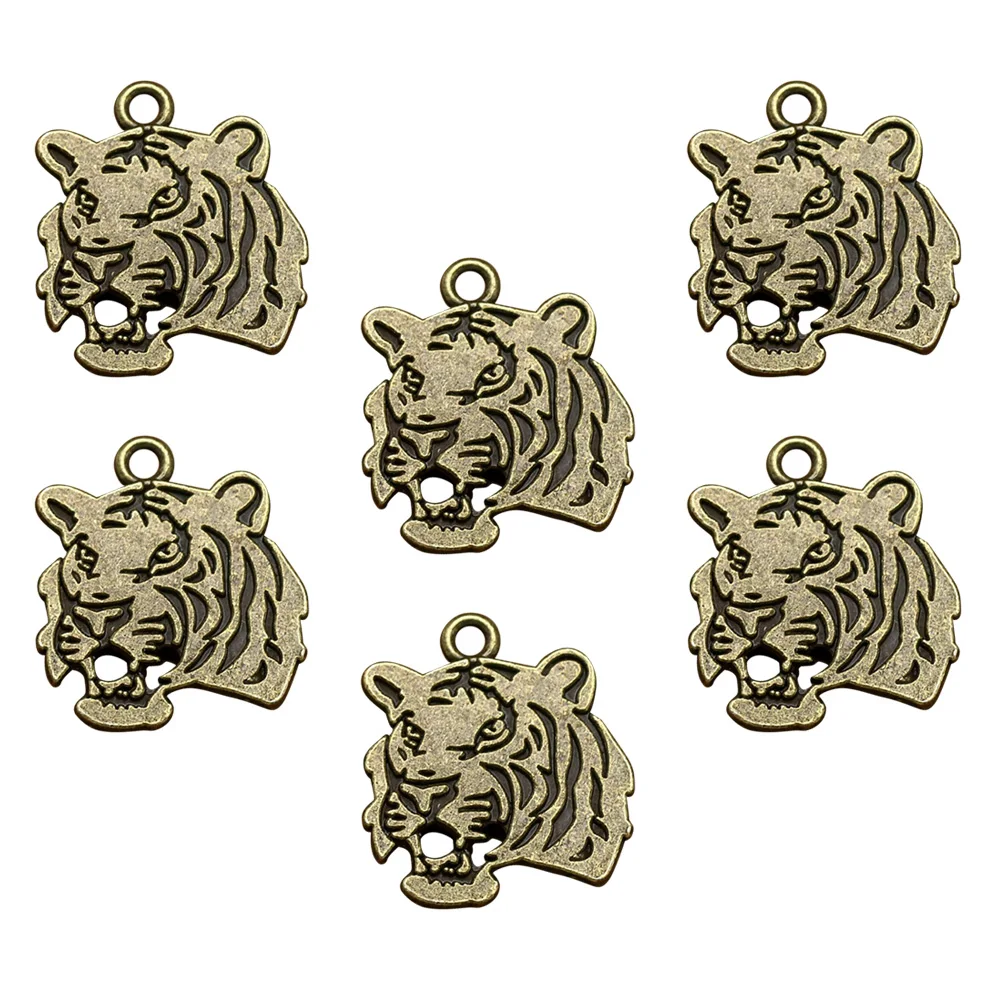 

20pcs Alloy Tiger Head Pendant Charms Diy Jewelry Making Accessories Necklace Bracelet Keychain Dangle Scrapbooking Projects