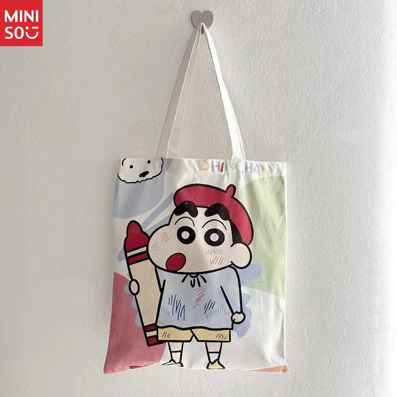 حقيبة قماش مينيسو تلوين شين تشان، حقيبة كبيرة للمدرسة والاستخدام اليومي #3
