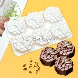 Dorica 6 Hole Beehive Silicone Mousse Mould 3D Jelly Chocolate Mold DIY Soap Candle Model Cake Decorating Tools Kitchen Bakeware