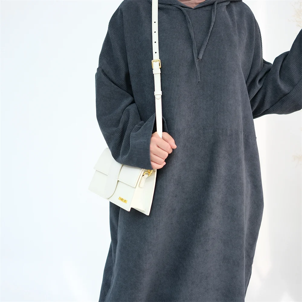 2024 Ramadan New Black Eid Modest Warm Winter Abayas Muslim Women Abaya Dress Robe Arabe Female Morocco Kaftan Islam Clothing