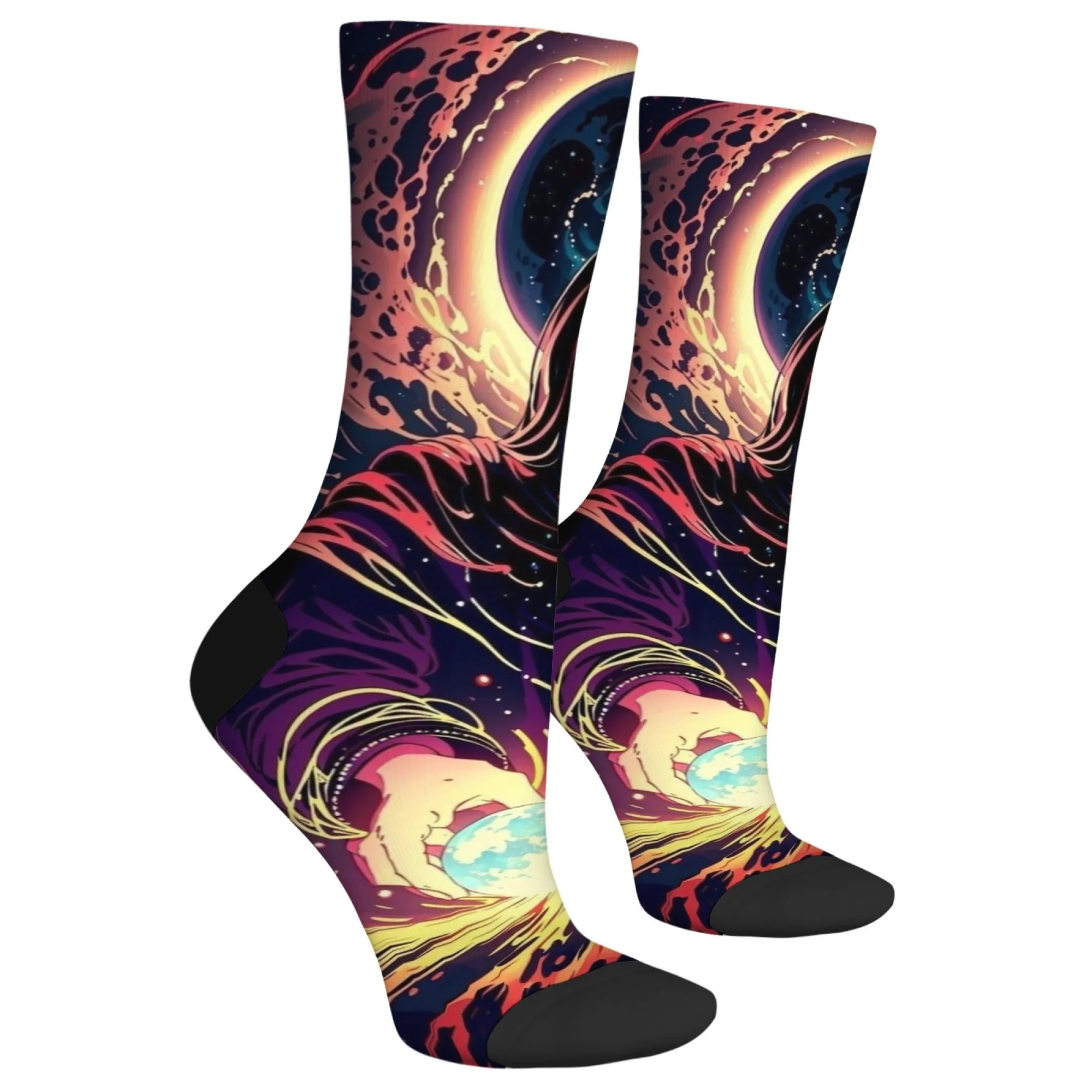Dark Fantasy Style Cosmic Magic Theme Socks Mysterious Color Unisex Fashion Earth Volcanic Eruption Energy Party Ideal Gift