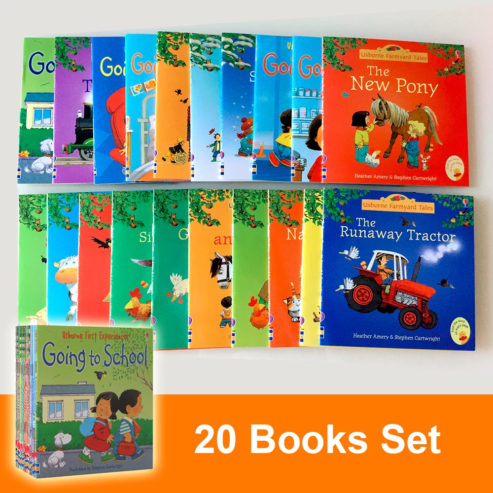 

20 Books Usborne Books Kids Farmyard Tales and First Experiences Famous English Story Book Early Education Toys Montessori