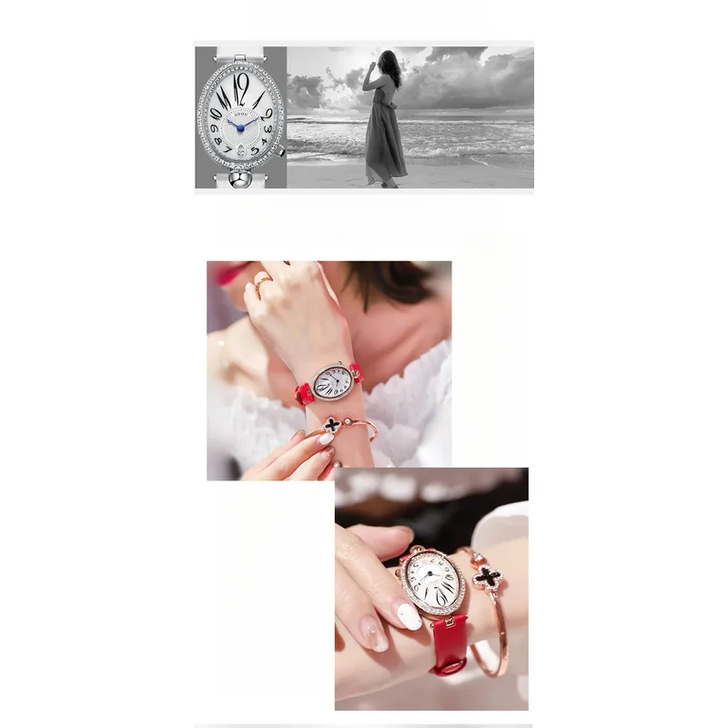 Elegant Oval Dial Women Rhinestone Bracelet Watch Luxury Diamond Decorated Ladies Wrist Clock Fashion Female Dress Wristwatch