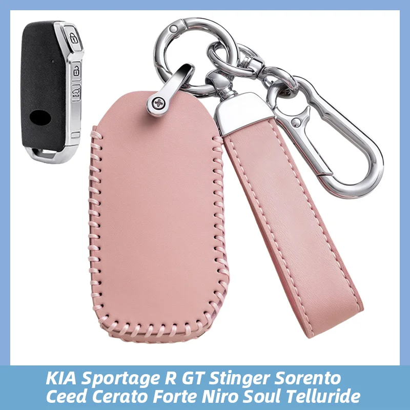 

Leather Car Key Fob Cover for KIA Sportage R GT Stinger Sorento Ceed Cerato Forte Niro Soul Telluride Protector