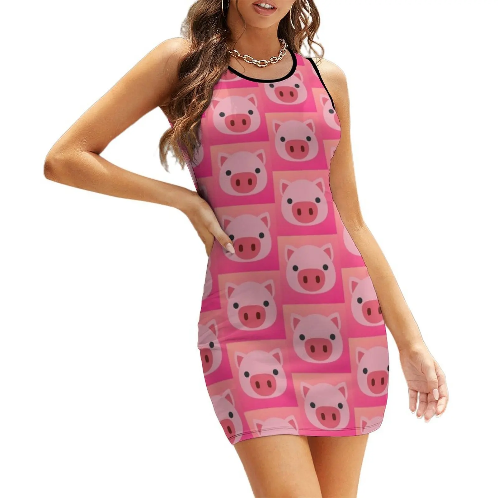 

Pink Piglet Sleeveless Sundress dress summer women party dresses Female clothing luxury evening dress woman for wedding