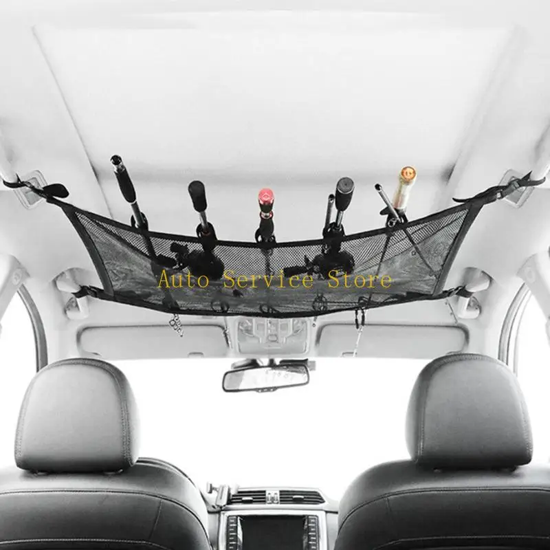 462A Car Roof Fishing Rod Storage Rack with Strap Mount Mesh Carry for Cabin Order