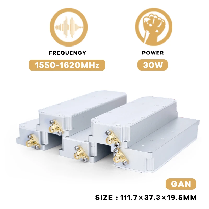 30W 1550-1620MHz modul Anti Drone GaN RF, perangkat pelindung sistem drone UAV melindungi C-UAS FPV pemblokiran sinyal