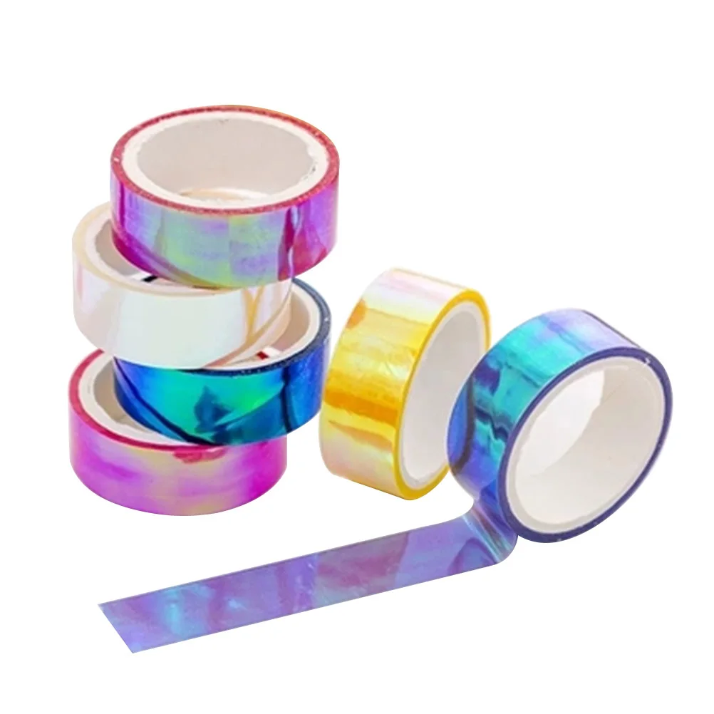 

12 Rolls Rainbow Film Tape Colorful PE High Viscosity Bright Adhesive Supplies Scrapbooking Gift Wrapping Christmas Decorative