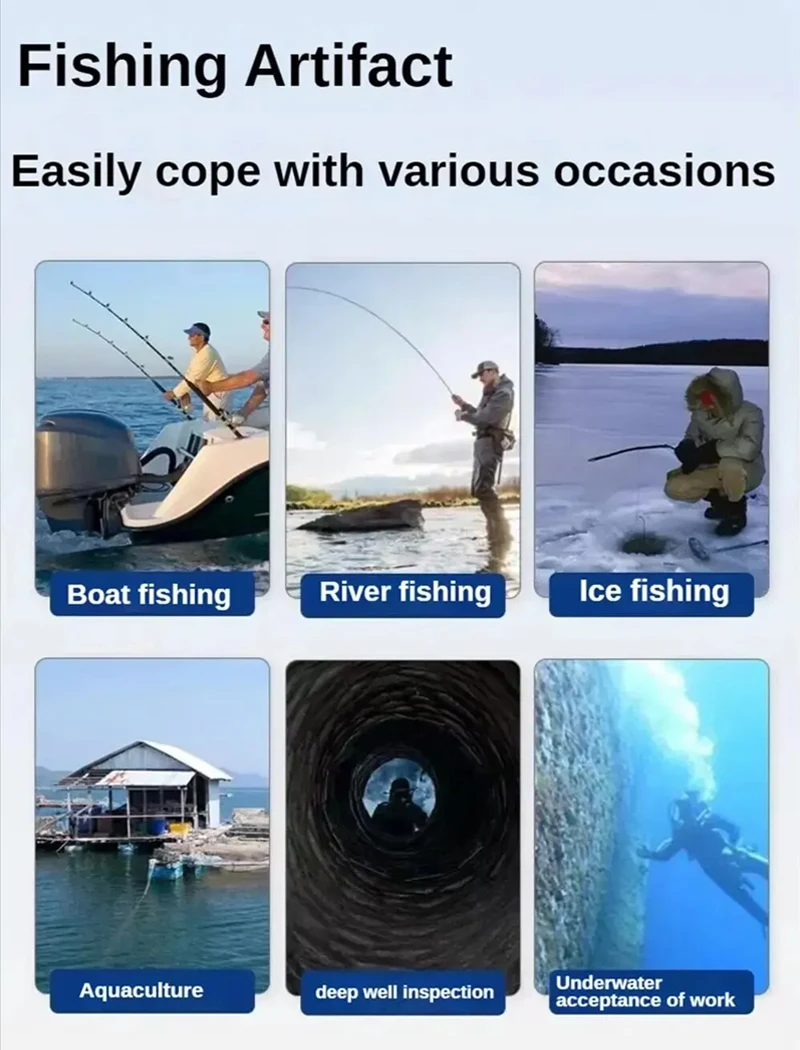 Submarino de largo alcance 195 °   La cámara de pesca resistente al agua tiene visión nocturna de 15/30 m con transmisor vtx de 2000 mW y pantalla de 4,3 pulgadas