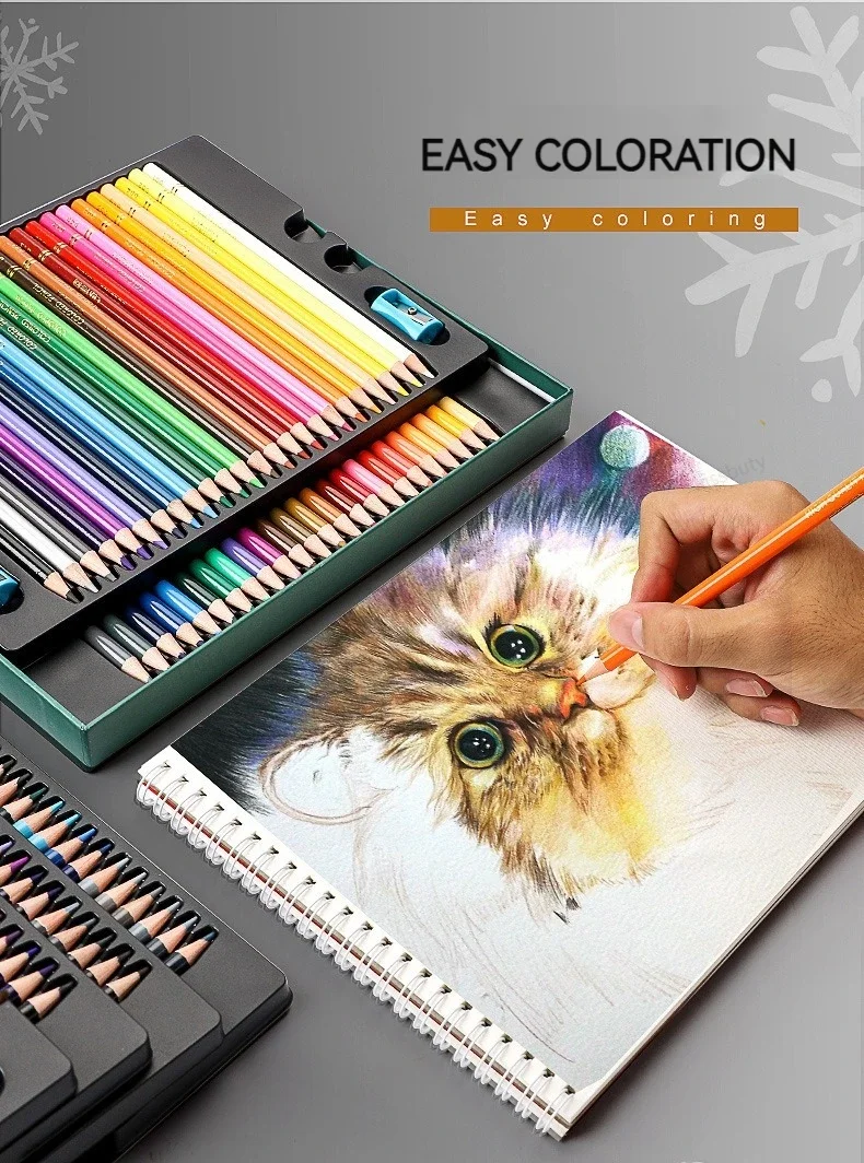 48-200 Farben Professionelle Farbige Ölstifte Aquarell-Zeichenstifte Set mit Aufbewahrungstasche Kunstbedarf – Detail 10