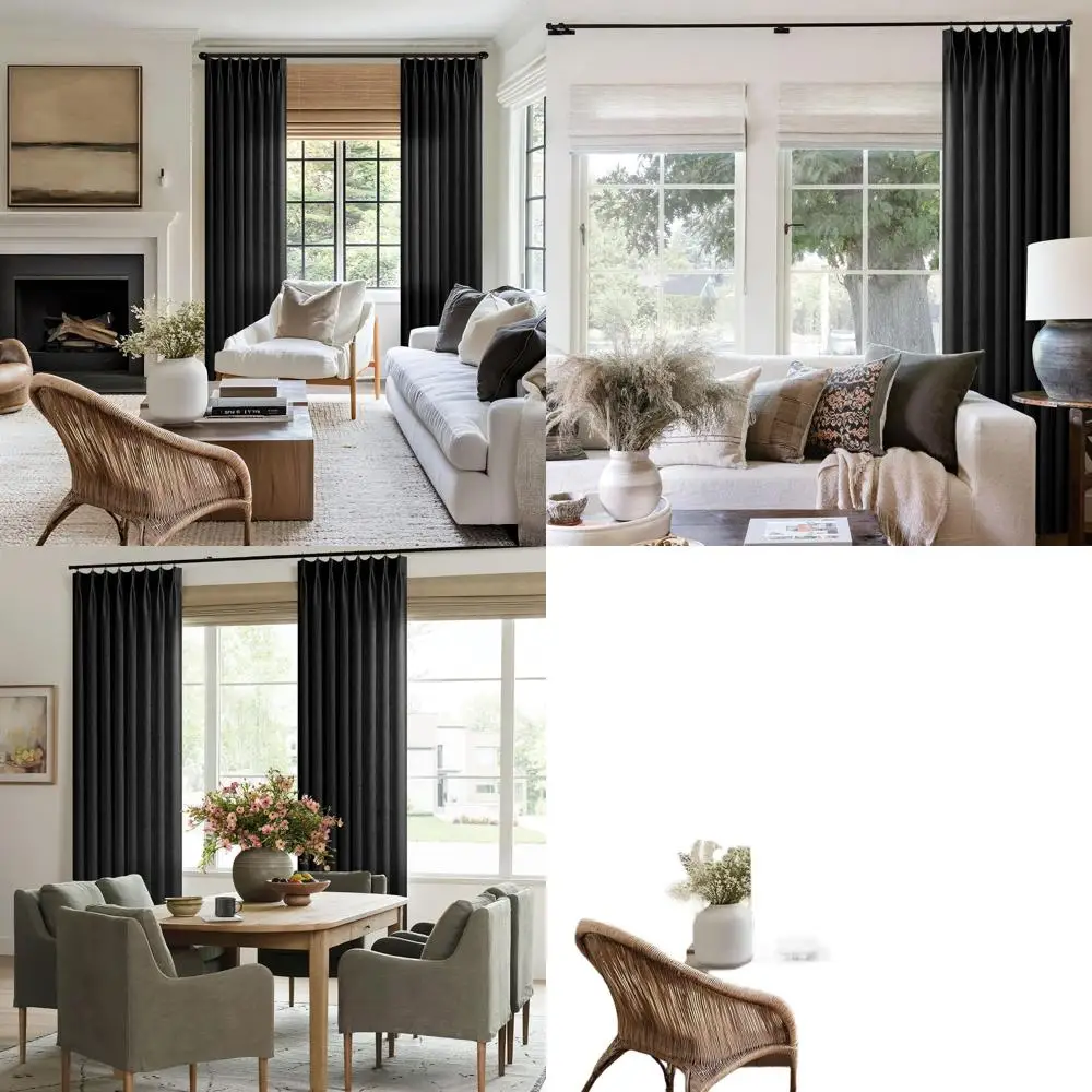 

Light Filtering 50 Wide Boho Style Linen Curtains, 102 Long, with Hooks/Rings for Living Room & Bedroom, Semi-Sheer