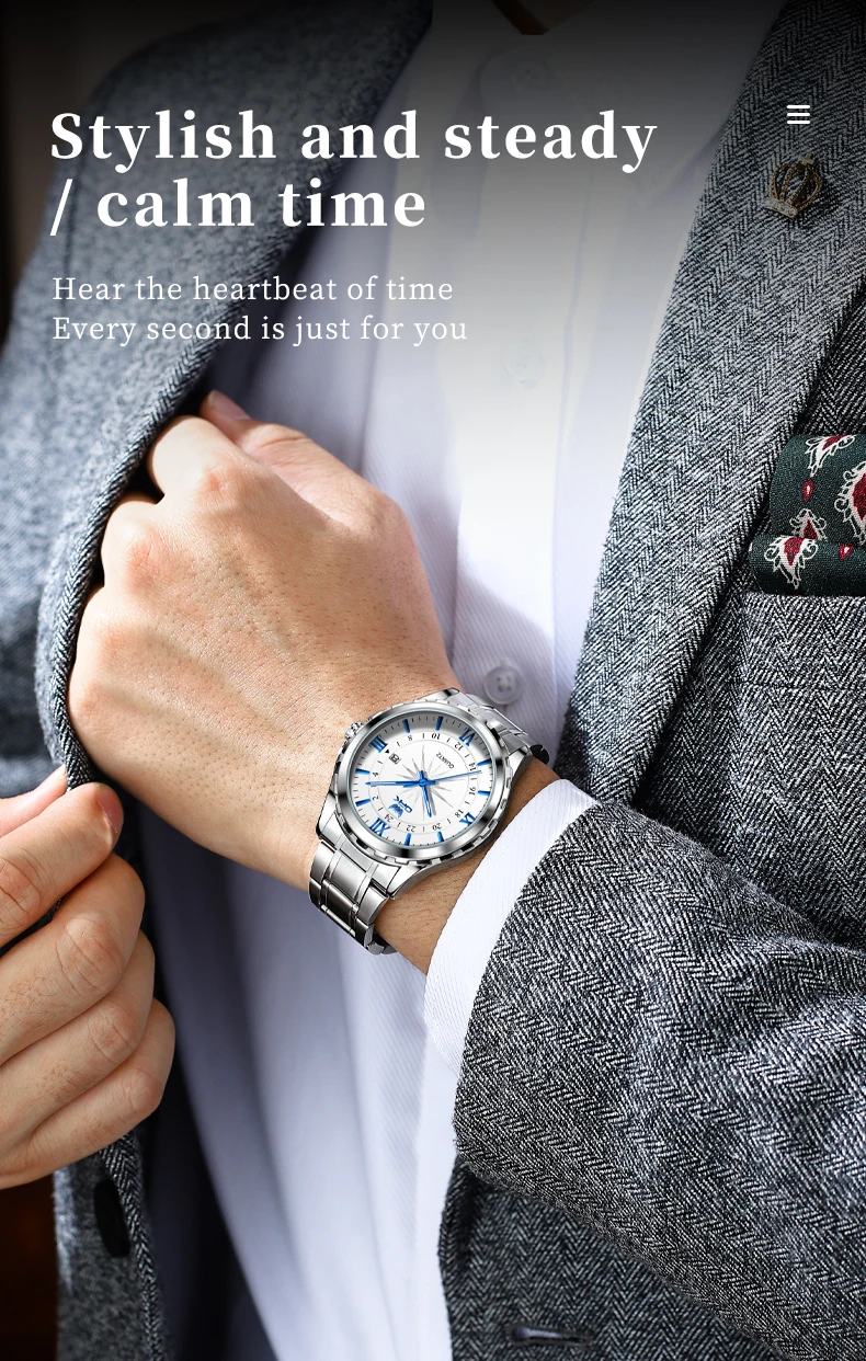 OPK 6003 Original Herrenuhren 3Bar Wasserdicht Leuchtende Herrenuhr Elegante Modische Geschäfts-Armbanduhren für Männer – Detail 10