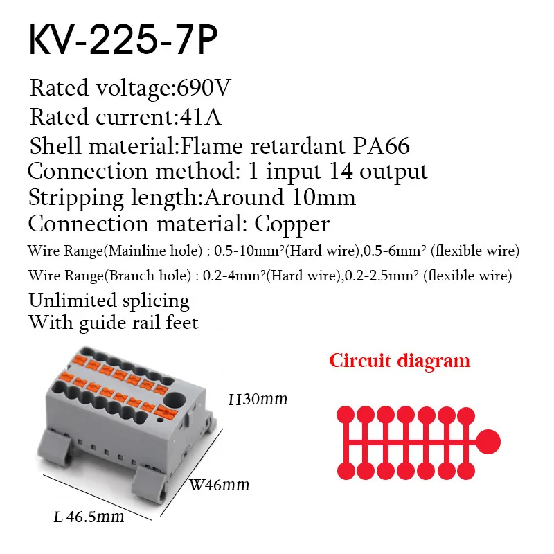 1 Stück eins in mehreren aus Klemmen block Anschluss dose Serie Kabel elektrische Steck verbinder Plug-in spleißbare Splitter Führungs schiene – Detail 15