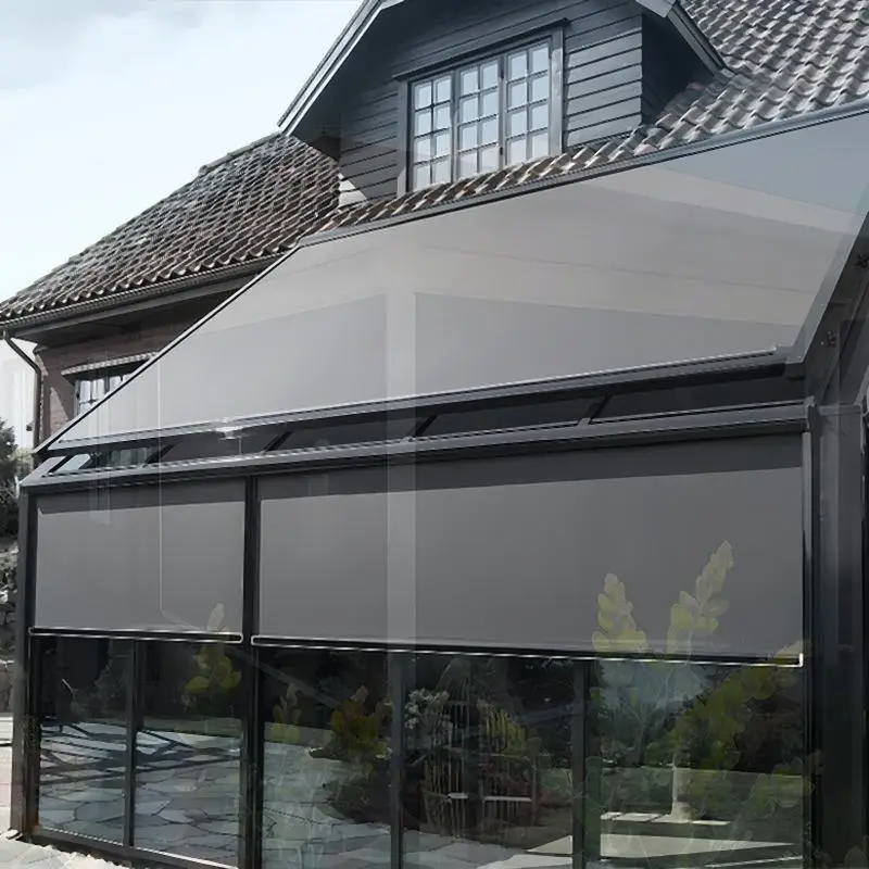 

Outdoor Vertical Roller Shades with Slat Design Sun Screen for Porch Patio Balcony Usage Rolling Blind