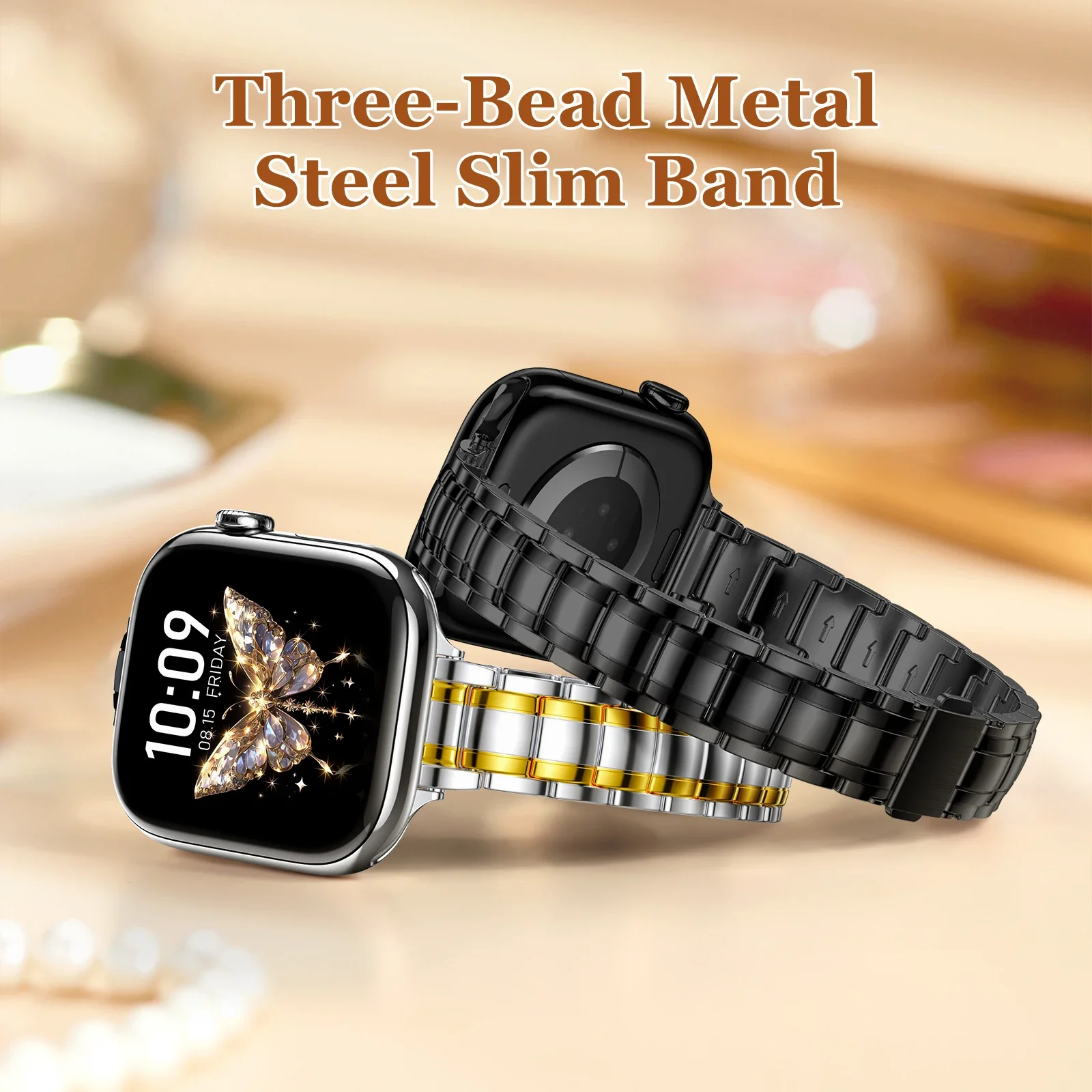 Slim Stainless Steel for Apple Watch band 40mm 44mm 46mm 49mm 38mm 41 42 45mm Metal Bracelet iWatch series 10 9 se Ultra2 strap