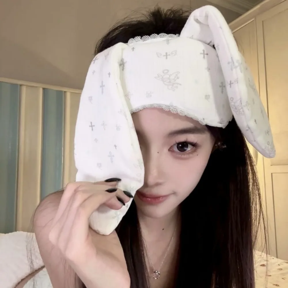 أزياء بسط لوب الأذن أرنب عقال الكرتون لينة الأرانب العين الظل الحلو Kawaii أرنب الغمامة غسل الوجه