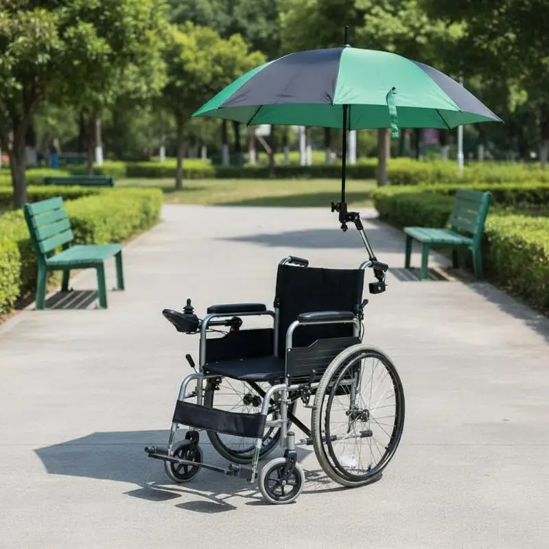 Umbrella Holder Bracket Adjustable Stainless Steel Rainproof Anti-Rust Mount for Wheelchair Bicycle Daily Commute