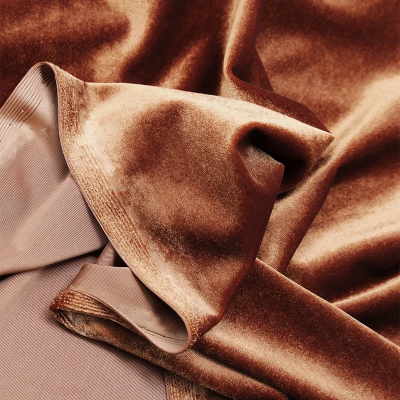 Tessuto di velluto dorato premium Velluto non invertito Velluto elastico morbido cucito Abito Cheongsam Abbigliamento Tessuto Sfondo Disposizione