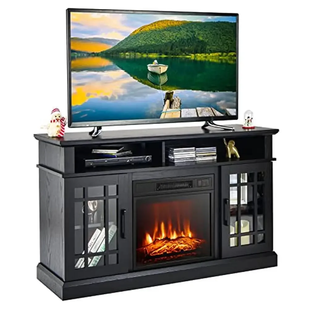 Electric Fireplace TV Stand Entertainment Center with Storage Cabinets and Remote Control Suitable TVs up to 55 Inches Powerful